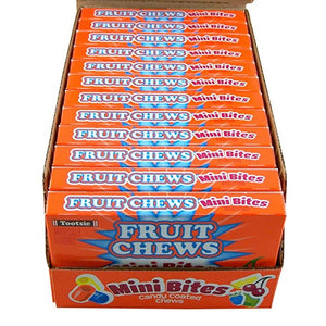 All City Candy Tootsie Fruit Chews Mini Bites Theater Box 3.5 oz. Case of 12 Theater Boxes Tootsie Roll Industries For fresh candy and great service, visit www.allcitycandy.com