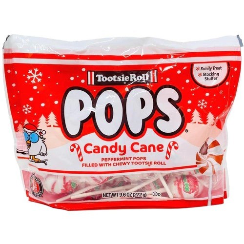 All City Candy Tootsie Pops Candy Cane 9.6 oz. Bag 1 Bag Christmas Tootsie Roll Industries For fresh candy and great service, visit www.allcitycandy.com