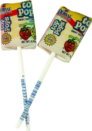 All City Candy Top Pops Strawberry-Lemon Taffy Pops - 1 Pop Lollipops & Suckers Dorval Trading For fresh candy and great service, visit www.allcitycandy.com