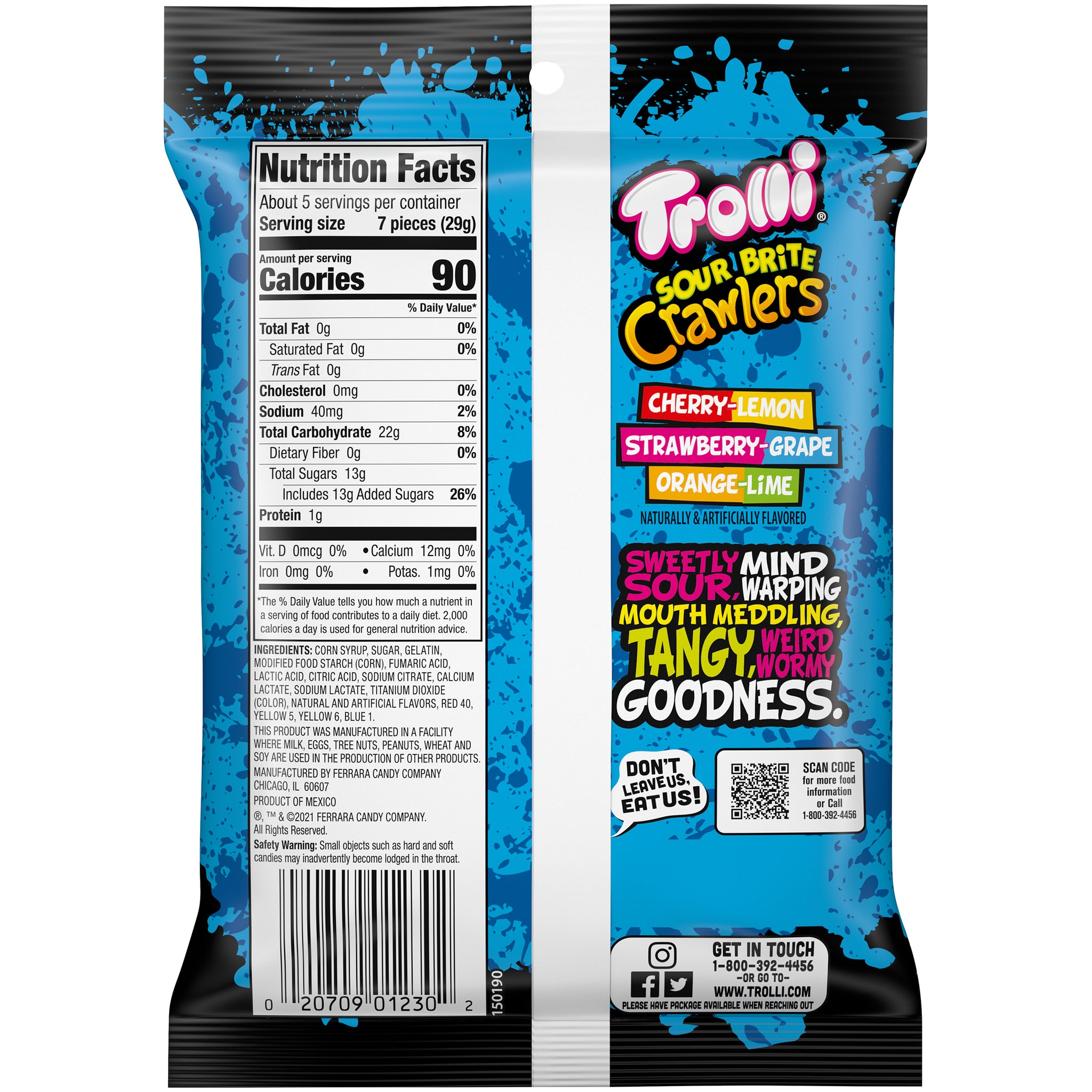 Trolli Sour Brite Crawlers Gummi Worm Candy - 5-oz. Bag - All City
