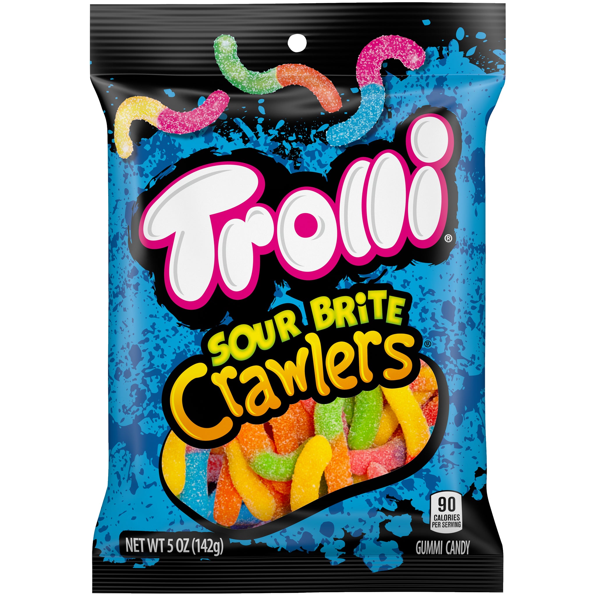 Trolli Sour Brite Crawlers Gummi Worm Candy - 5-oz. Bag - All City