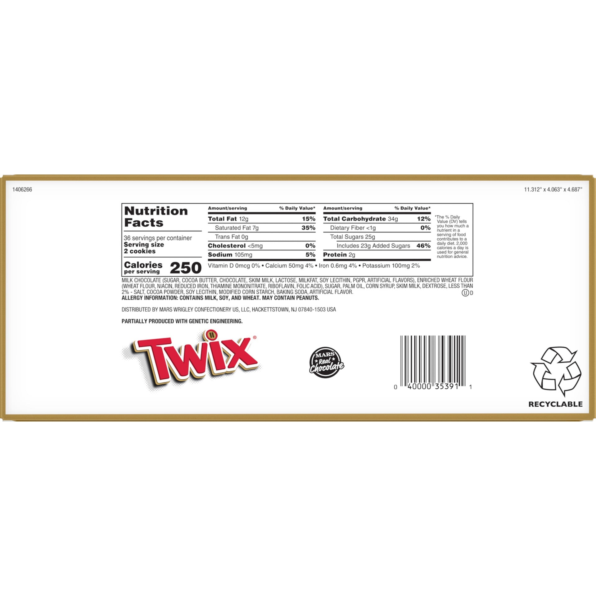 TWIX® Chocolate Cookie Bar 1.79 oz. - 36/Pack