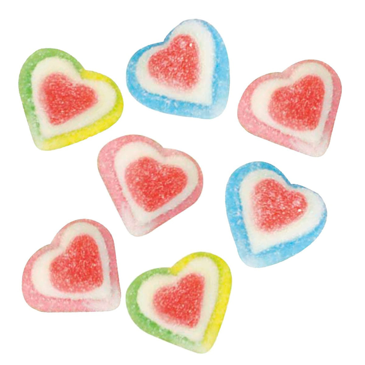 All City Candy Vidal Triple Hearts Assorted Colors 4.4 lb. Bulk Bag Bulk Unwrapped Vidal Candies For fresh candy and great service, visit www.allcitycandy.com