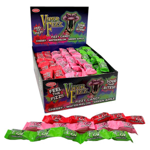 All City Candy Viper Fizz Fizzy Candy Strings (Cherry, Watermelon, Green Apple) 0.9 oz. Novelty Espeez For fresh candy and great service, visit www.allcitycandy.com