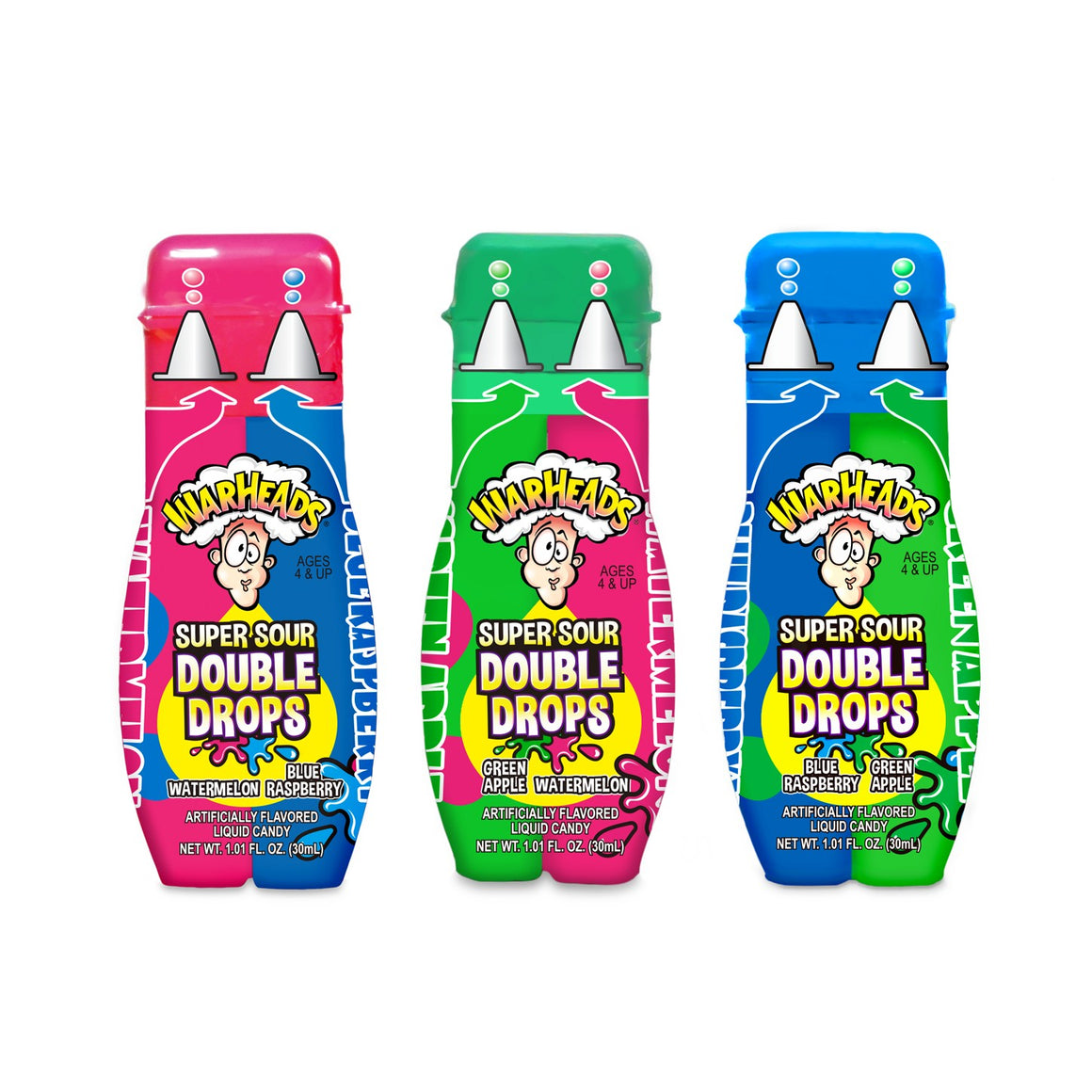 All City Candy WarHeads Sour Double Drops - 1.01-oz. Bottle 1 Bottle Sour Impact Confections For fresh candy and great service, visit www.allcitycandy.com