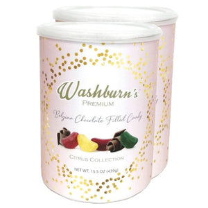 All City Candy Washburn Holiday Premium Citrus Collection 15.5 oz. Canister Pack of 2 Christmas Quality Candy Company For fresh candy and great service, visit www.allcitycandy.com