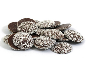All City Candy Semi-Sweet Chocolate Small White Nonpareil Bulk 3 lb. Bag Weaver Chocolates For fresh candy and great service, visit www.allcitycandy.com