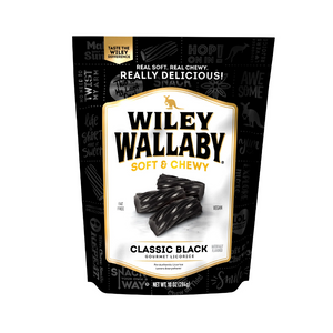 All City Candy Wiley Wallaby Classic Black Gourmet Licorice Bags 10-oz. Bag Licorice Kenny's Candy Company For fresh candy and great service, visit www.allcitycandy.com