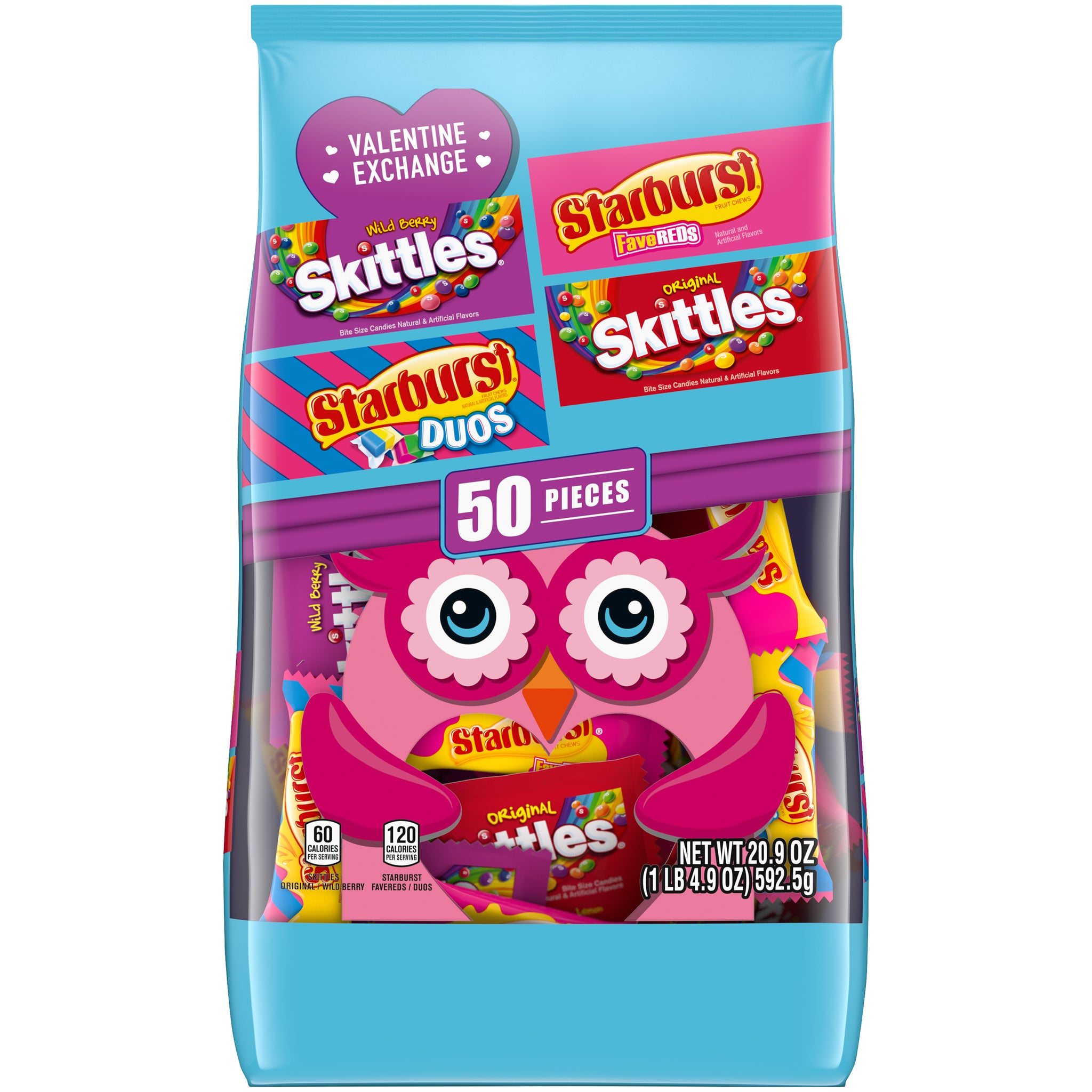 Skittles and Starburst Valentine's Day Fun Size Assortment - 50 Count Bag