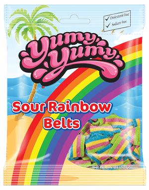 All City Candy Yumy Yumy Licorice Sour Rainbow Belts 4.5 oz. Peg Bag  Kervan USA For fresh candy and great service, visit www.allcitycandy.com